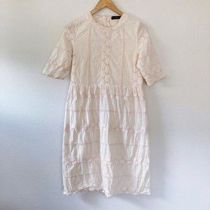 Roolee Blush Cotton Lace Dress